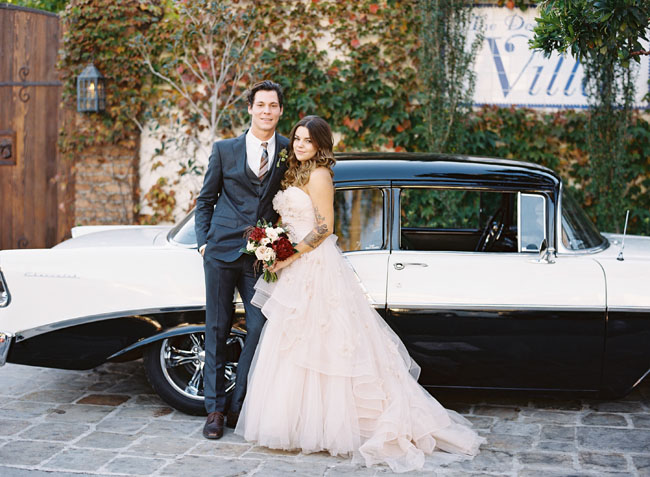 Wedding couple tri-five chevy